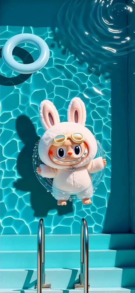 Poolside Adventure Labubu Wallpaper