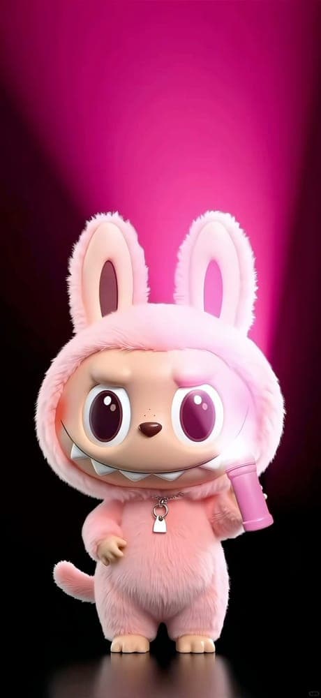 Neon Glow Rabbit Labubu Wallpaper