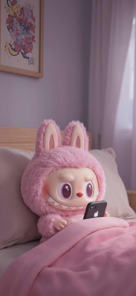 Cozy Bedtime Labubu Wallpaper