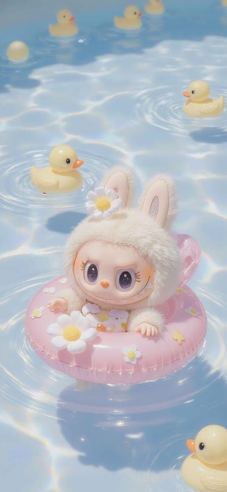 Splash Play Labubu Wallpaper
