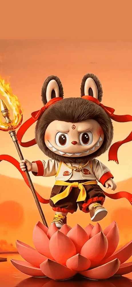 Fire Warrior Labubu Wallpaper