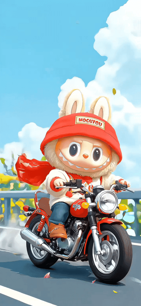 Biker Labubu Wallpaper