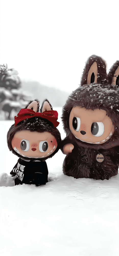 Winter Duo Labubu Wallpaper