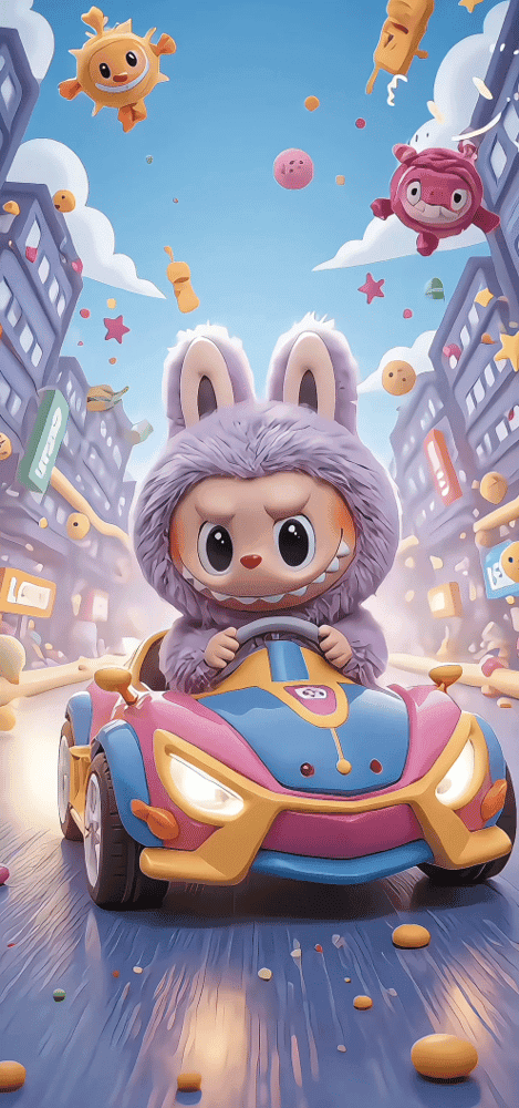 Racing Labubu Wallpaper