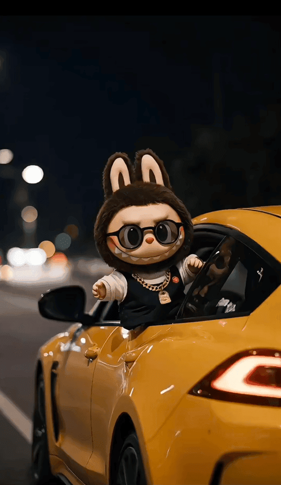 Luxury Car Labubu Wallpaper