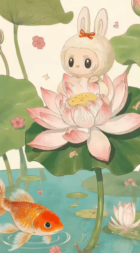 Lotus Labubu Wallpaper