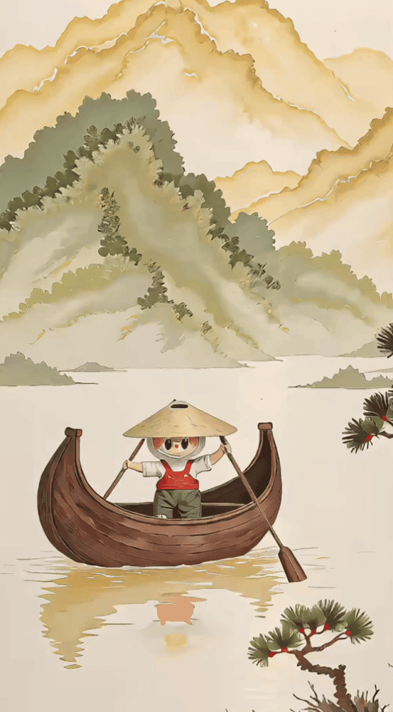 River Journey Labubu Wallpaper