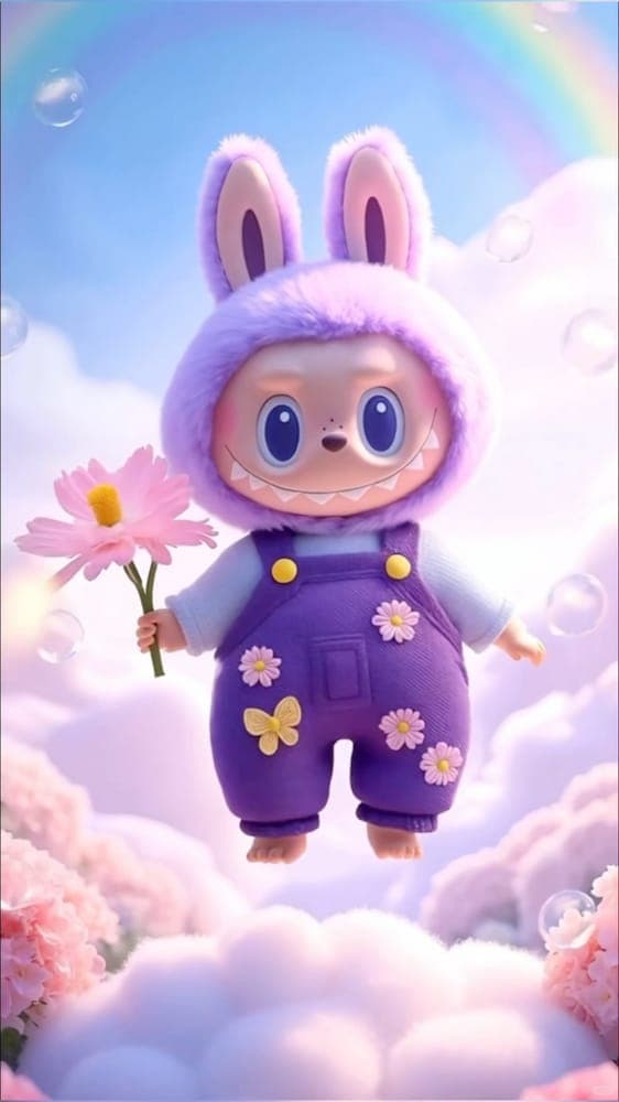 Purple Garden Labubu Wallpaper