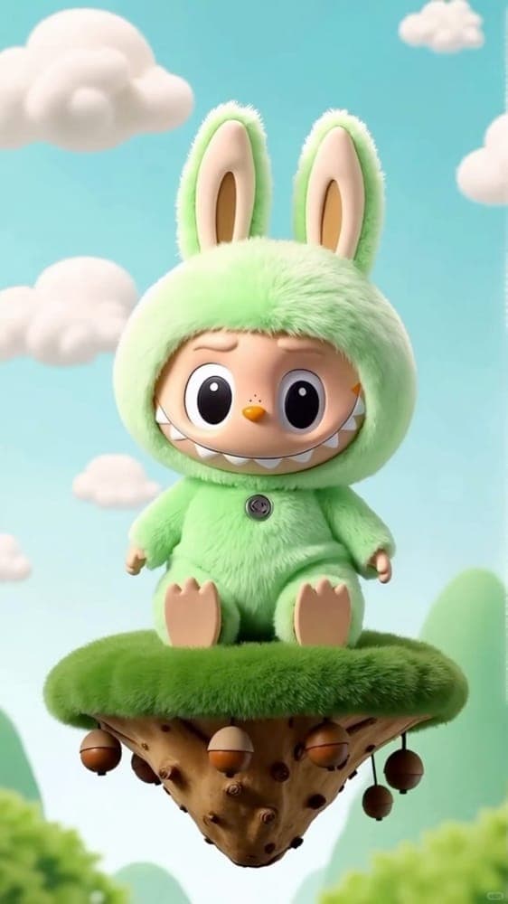 Green Forest Labubu Wallpaper