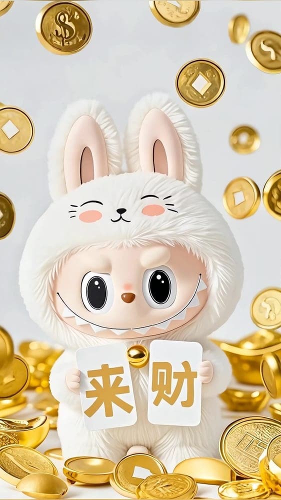 Golden Fortune Labubu Wallpaper