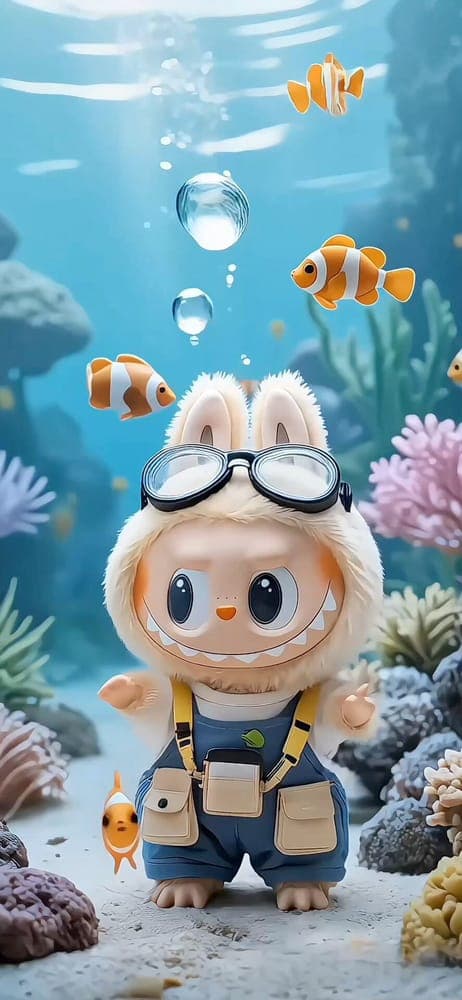 Underwater Diver Labubu Wallpaper