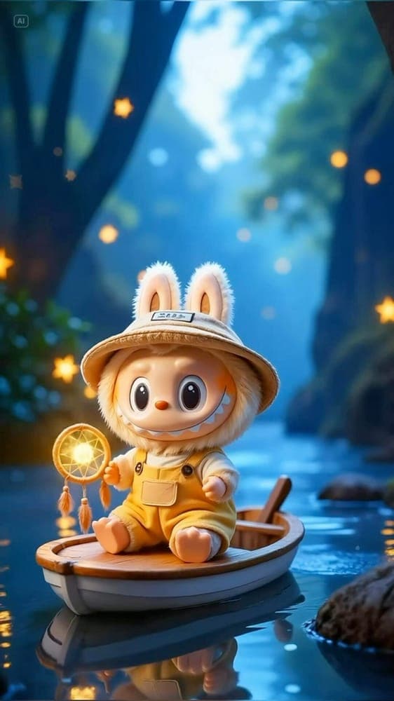 Starry Night Sailor Labubu Wallpaper