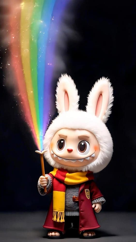 Rainbow Bunny Labubu Wallpaper