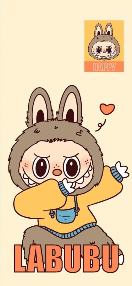 Cartoon Love Labubu Wallpaper