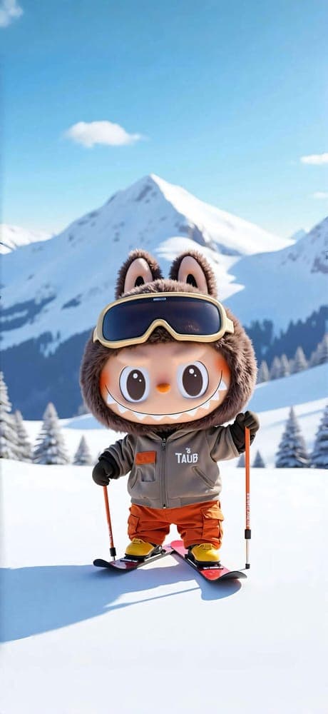 Mountain Skier Labubu Wallpaper