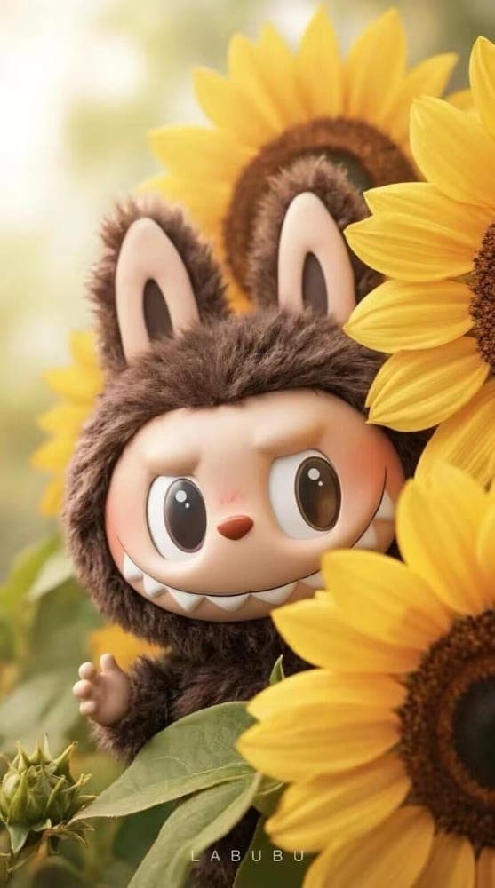 Sunflower Field Labubu Wallpaper
