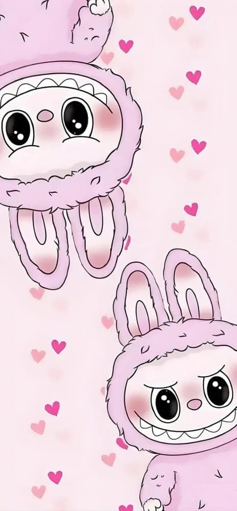 Pink Heart Dreams Labubu Wallpaper
