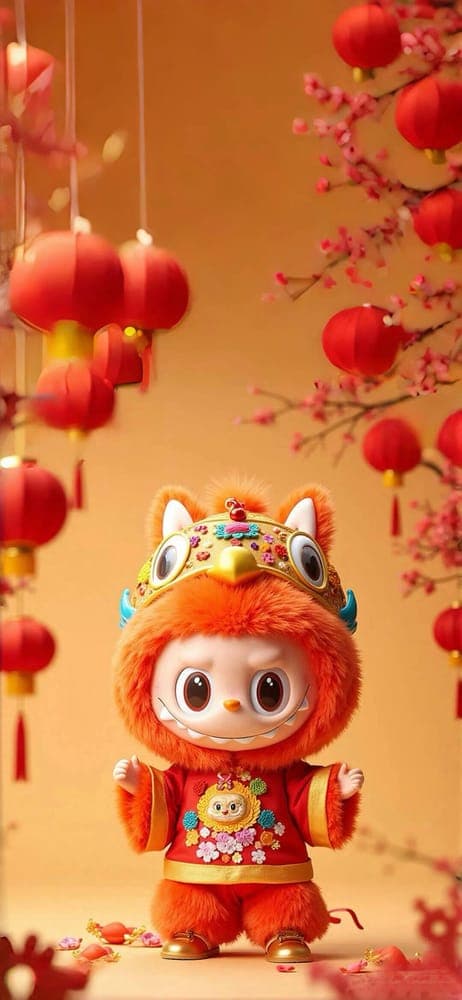 Traditional Festival Labubu Wallpaper