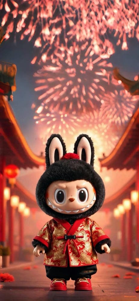 Fireworks Celebration Labubu Wallpaper
