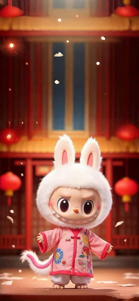 Holiday Lights Labubu Wallpaper