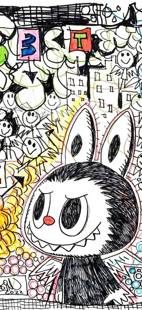 Comic Style Labubu Wallpaper